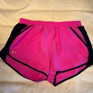 Under Armour Women's Hot Pink and Black Athletic Shorts